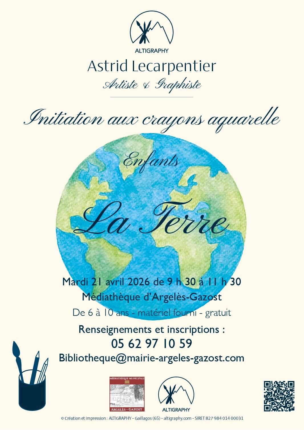 affiche atelier aquarelle terre